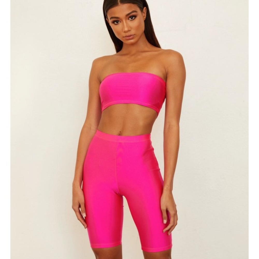 2 Piece Pink Biker Short Set